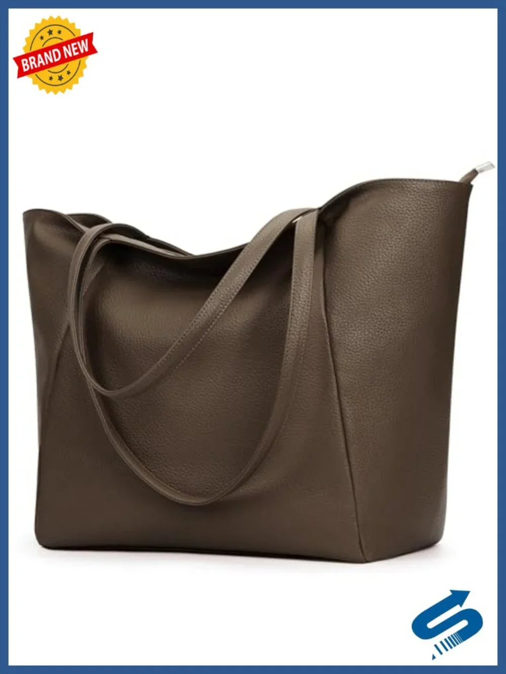 Vegan Leather Tote Bag 16L Soft Slouchy Hobo Shoulder Purse Work Weekender